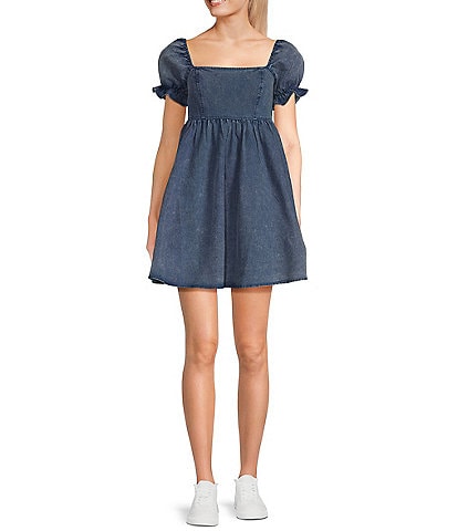 Evolutionary Short Sleeve Washed Denim Dress