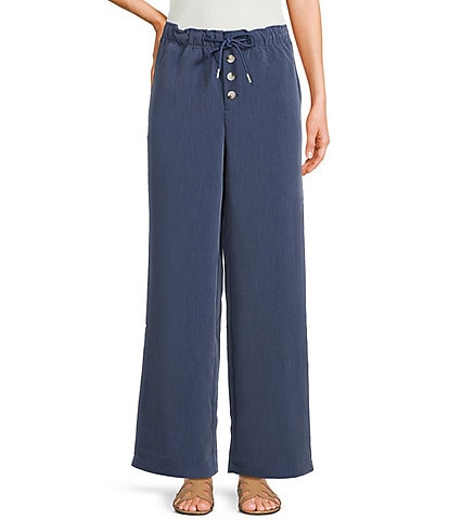 Evolutionary Solid Pull-On Mid Rise Wide Leg Pants