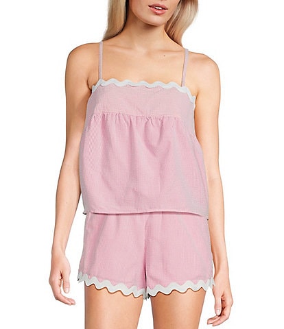 Evolutionary Striped Square Neck Ricrac Trim Coordinating Tank Top