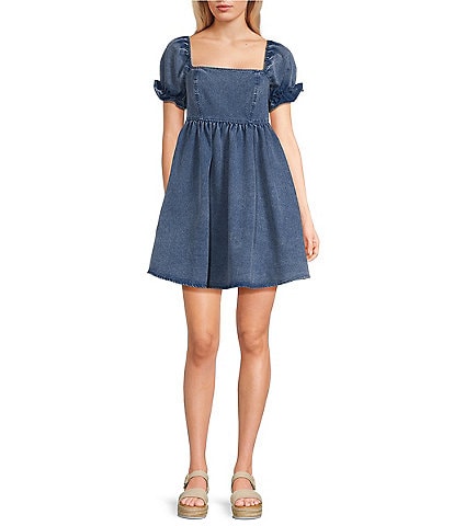 Evolutionary Washed Denim Short Sleeve Dress