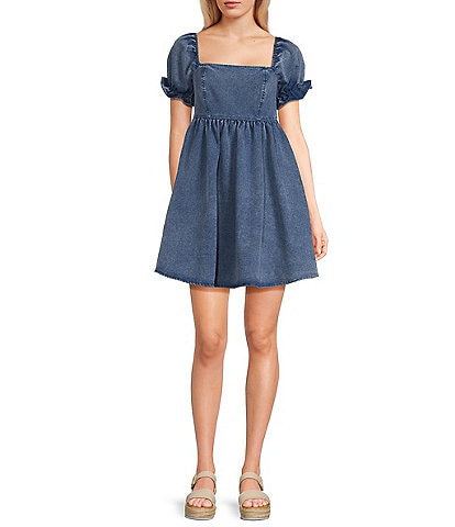 Evolutionary Washed Denim Short Sleeve Dress