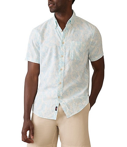 Faherty Breeze Beach Print Short Sleeve Woven Shirt