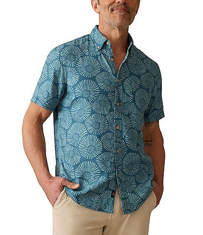Faherty Breeze Floral Print Short Sleeve Woven Shirt