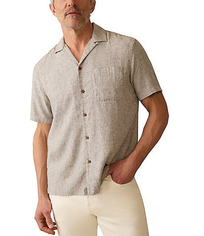 Faherty Breeze Short Sleeve Striped Woven Camp Shirt