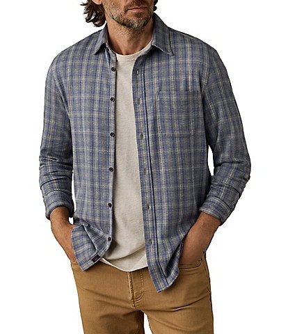 Faherty Coastline Knit Long Sleeve Small Plaid Woven Shirt