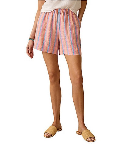 Faherty Laguna Linen Bayview Stripped Mid Rise Coordinating Boxer Shorts