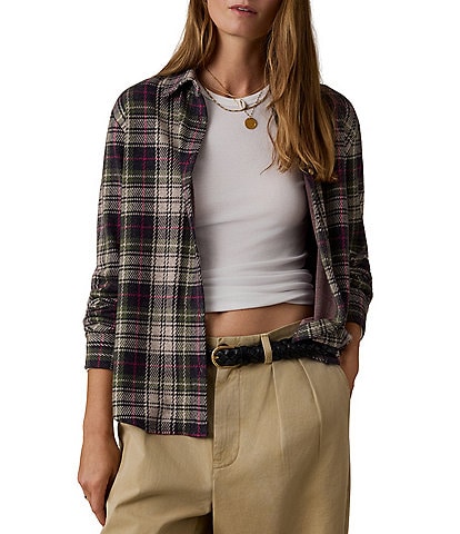 Faherty Legend Knit Spread Collar Long Sleeve Button Front Shirt