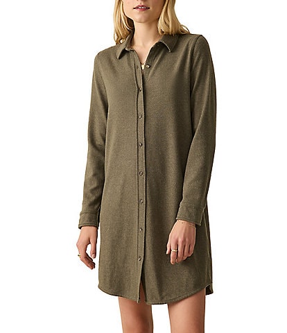 Faherty Button Front Legend Sweater Knit Shirt Dress