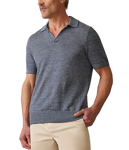 Faherty Linen Sweater Short Sleeve Polo Shirt