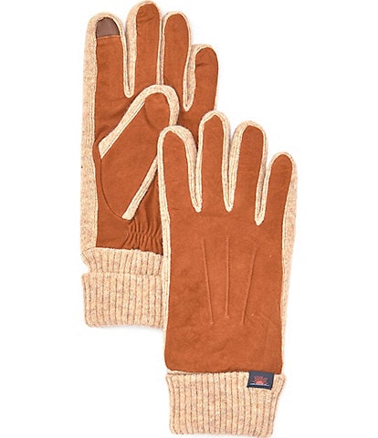 Faherty Men's Knitted Cuff Suede Gloves