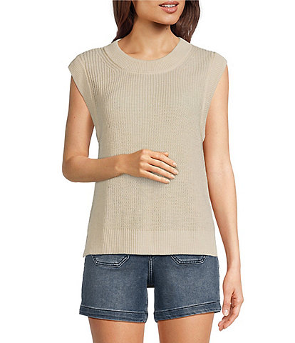 Faherty Miramar Organic Cotton Linen Blend Knit Sweater Tank Top