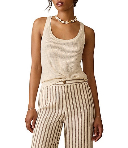 Faherty Miramar Rib Knit Scoop Neck Sleeveless Tank