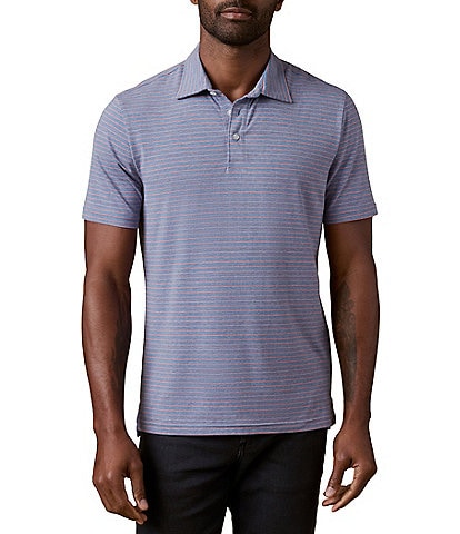 Faherty Movement Coral Stripe Short Sleeve Polo Shirt