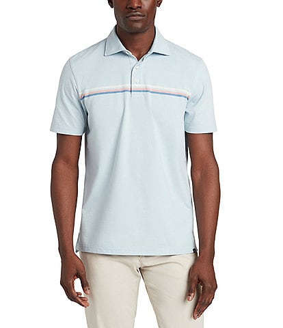 Faherty Movement Pique Chest Stripe Short Sleeve Polo Shirt