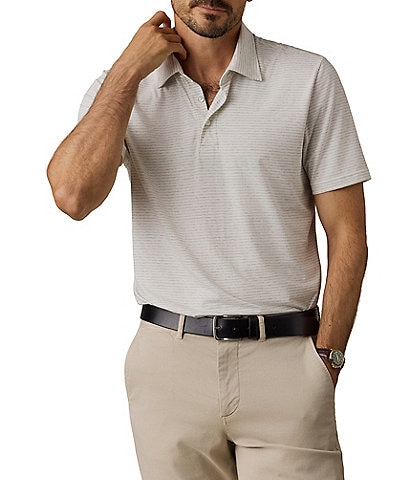 Faherty Movement Stripe Stretch Short Sleeve Classic Polo Shirt