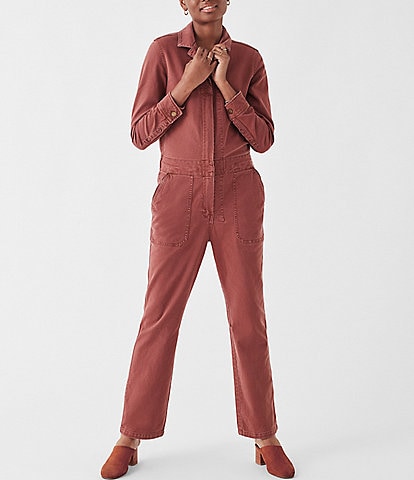 Faherty Overland Twill Snap Front Button Jumpsuit