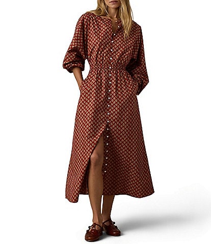 Faherty Poplin Printed Midi Suri Dress