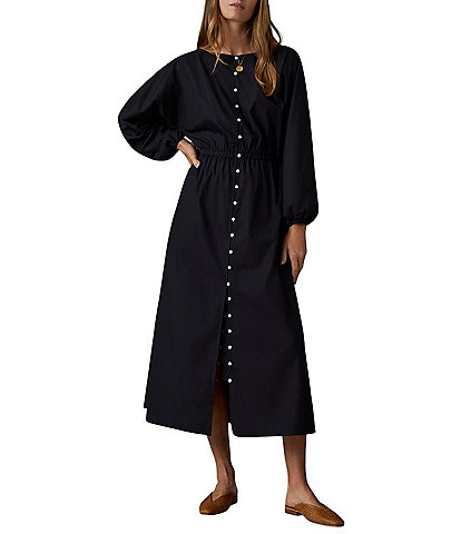 Faherty Poplin Solid Midi Suri Dress