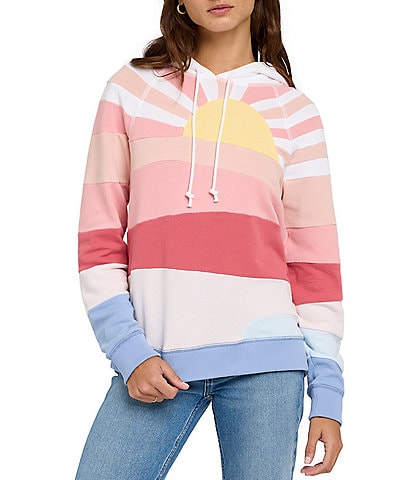 Faherty Soleil Abstract Sun Print Long Sleeve Pullover Hoodie
