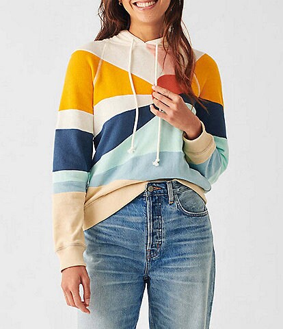 Faherty Soleil Abstract Sun Print Long Sleeve Pullover Hoodie