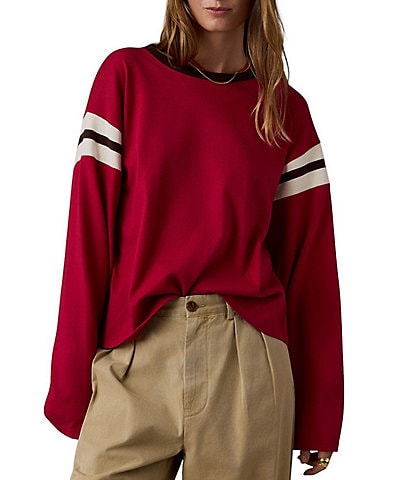 Faherty Sport Jersey Throwback Crew Neck Long Sleeve Shirt