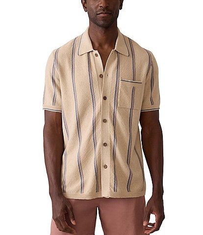 Faherty Stripe Short Sleeve Sweater Shirt
