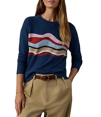 Faherty Sunwash Organic Cotton Slub Crew Neck Long Sleeve Pullover