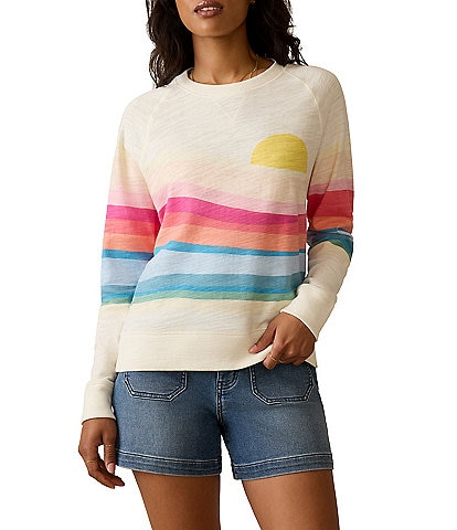 Faherty Sunwash Organic Cotton Slub Crew Neck Long Sleeve Pullover