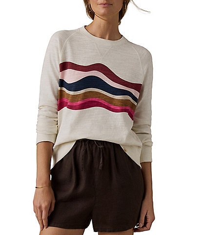 Faherty Sunwash Organic Cotton Slub Crew Neck Long Sleeve Pullover