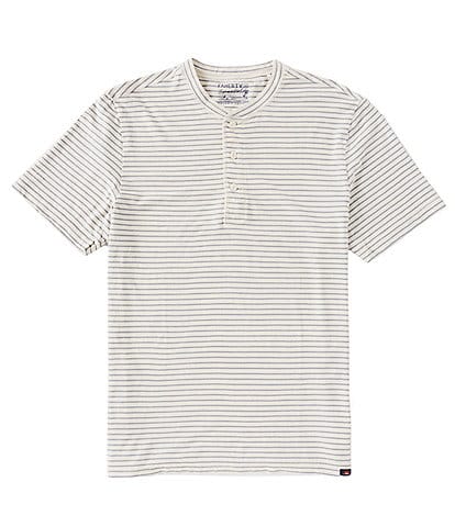 Faherty Sunwashed Stripe Short Sleeve Henley Shirt