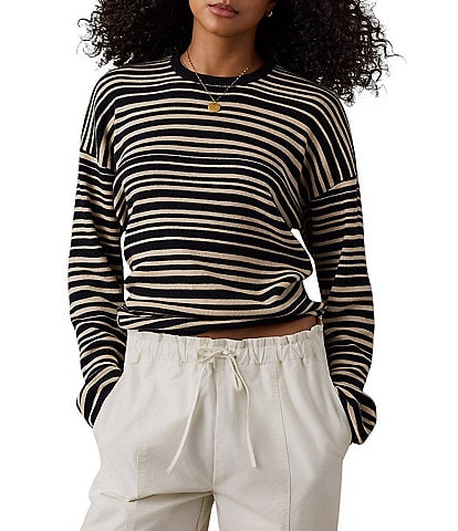 Faherty Throwback Long Sleeve Striped Crew Neck Coordinating Shirt