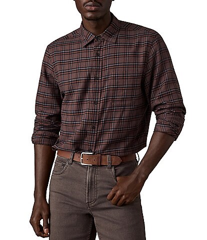 Faherty Timberline Twill Mini Plaid Long Sleeve Woven Shirt