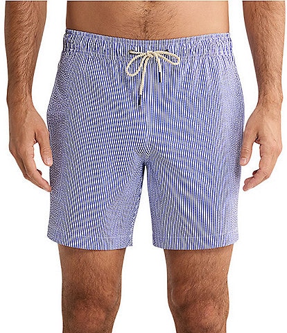 Fair Harbor Bayberry Striped 7#double; Inseam Swim Trunks