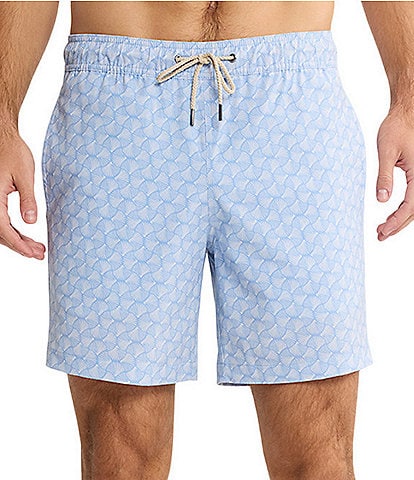 Fair Harbor Sky Blue Shells 7#double; Inseam Bayberry Swim Trunks