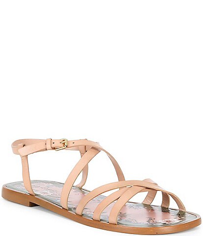 Farm Rio Spring Leather Strappy Flat Sandals