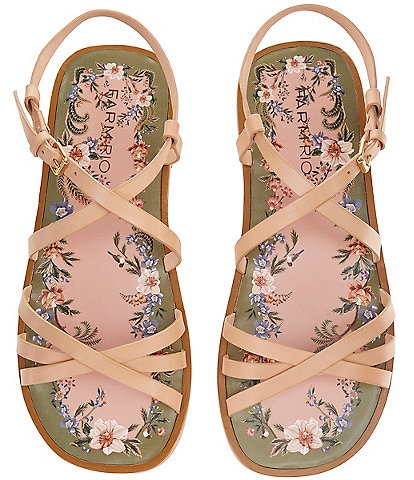 Farm Rio Spring Leather Strappy Flat Sandals