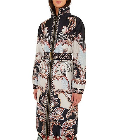 Farm Rio Tapestry Printed Turtle Neck Long Sleeve Reversible Puffer Jacket