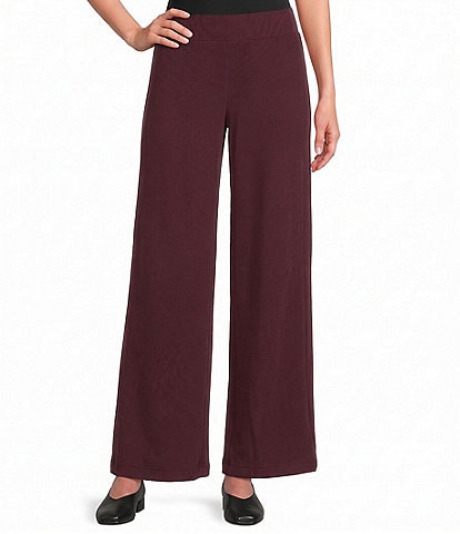 Feather Gray Waffle Knit Wide Leg Coordinating Pull-On Pants
