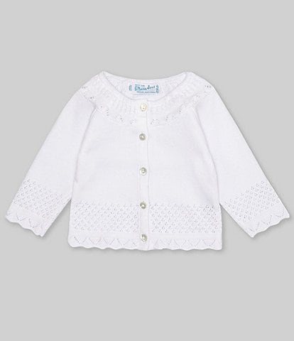 Feltman Brothers Baby Girls Newborn-24 Months Pointelle Ruffle Button Front Sweater