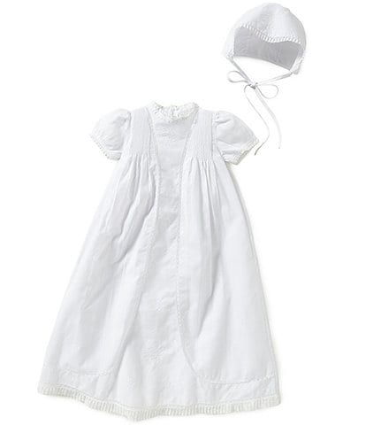 Feltman Brothers Baby Girls Newborn-3 Months Lace Detailed Christening Gown And Hat Set