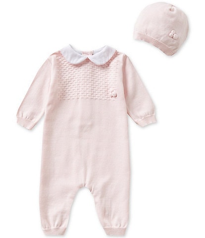 Feltman Brothers Baby Girls Newborn-9 Months Knit Coverall and Hat Set