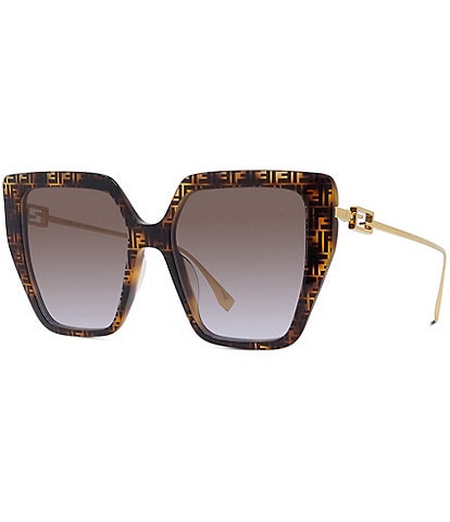 FENDI Women's Baguette Logo 55mm Geometric Oversized Sunglasses