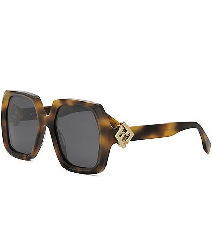 FENDI Women's FF Diamonds 53mm Havana Square Sunglasses