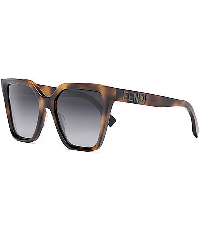 FENDI Women's Lettering 55mm Havana Geometric Sunglasses