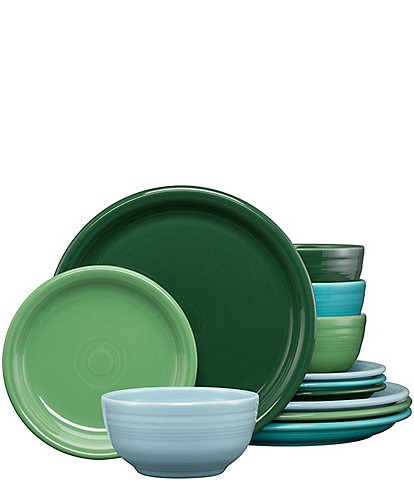 Fiesta Bistro Coupe 12-Piece Mixed Aegean Dinnerware Set, Service for 4