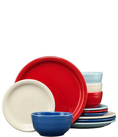 Fiesta Bistro Coupe 12-Piece Mixed Vibrant Dinnerware Set, Service for 4