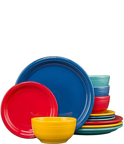 Fiesta Bistro Coupe 12-Piece Mixed Vibrant Dinnerware Set, Service for 4