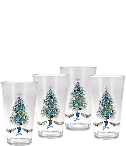 Fiesta Blue Christmas Tree Highball Glasses, Set of 4