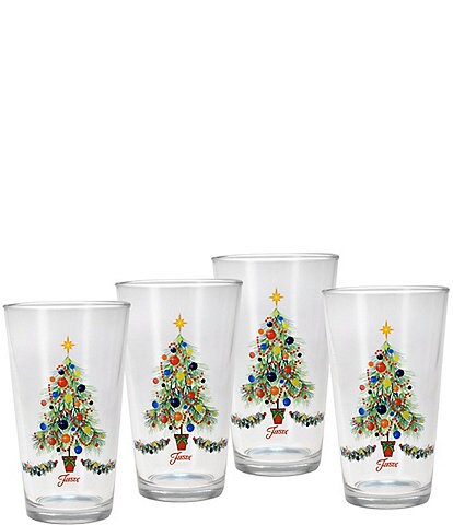 Fiesta Christmas Tree Highball Glasses, Set of 4