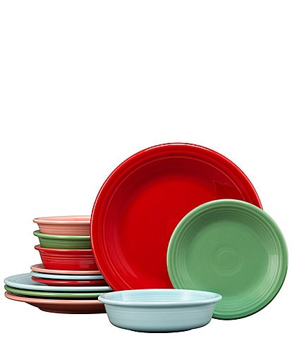 Fiesta Classic 12-Piece Mixed Colors Dinnerware Set, Service for 4